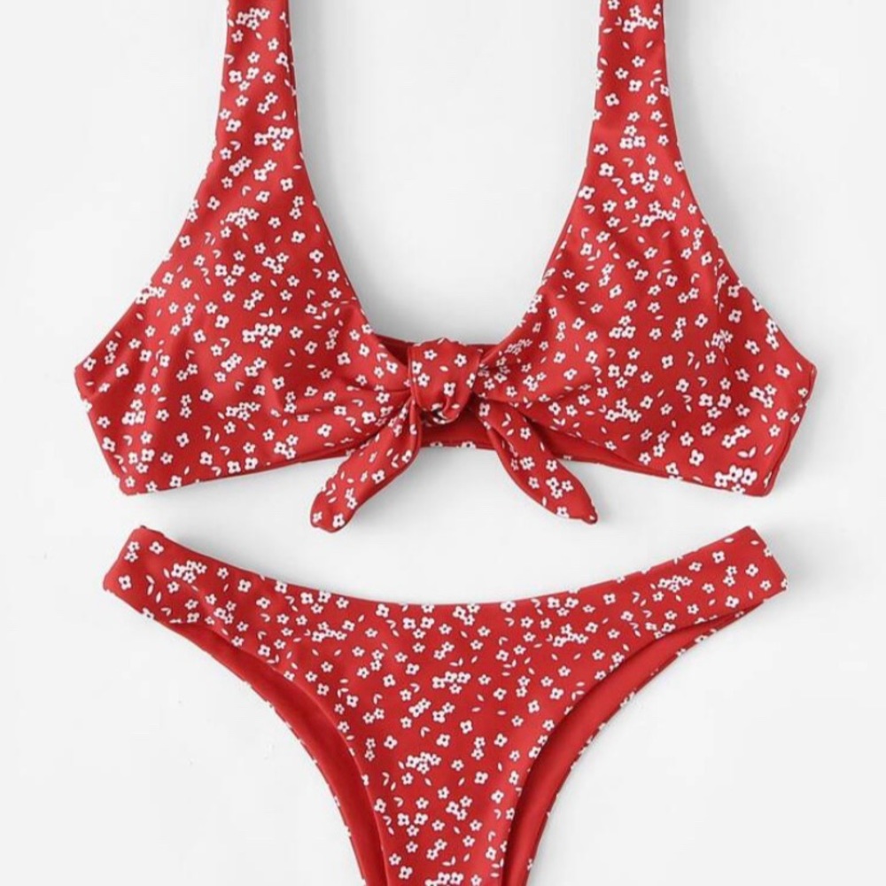 adorable red tie bikini set :)